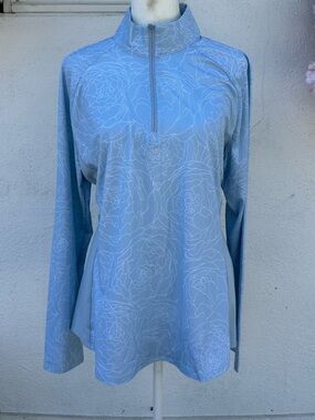 adidas Light Blue Floral Half-Zip Pullover